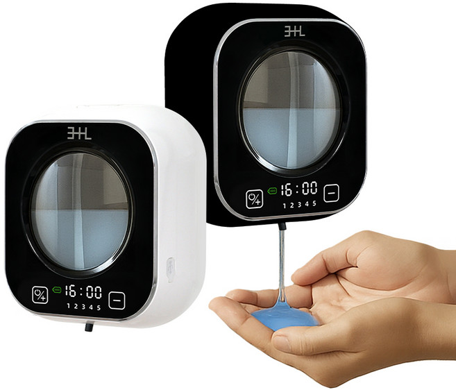 삼플라 자동 핸드워시 디스펜서 젤타입 손세정기 대용량 충전식 스마트 센서 물비누 무타공 손세정제 주방세제 화장실 싱크대 욕실 세면 예쁜 세제통, 블랙, 1개