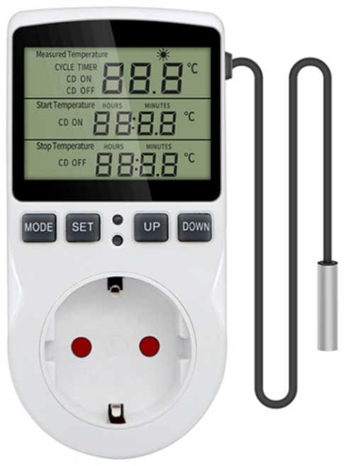 타이머 소켓 온도 조절기 디지털 온도 컨트롤러 소켓 콘센트 타이머 스위치 센서 프로브 가열 냉각, 협력사, 나는 플러그, 100mm, 1개