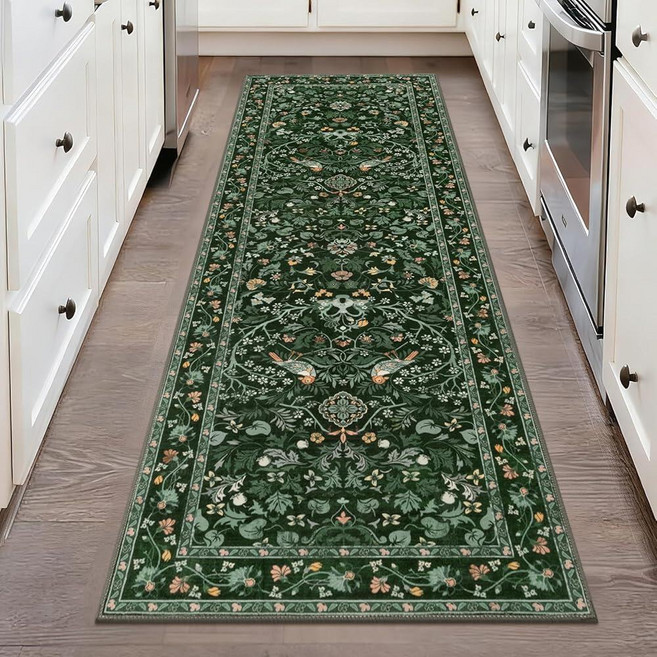 HEBE Washable Hallway Runner Rug 2'x 6' Non Slip 주방용품 Rugs Runner Low Pile Entryway Laundry Room M