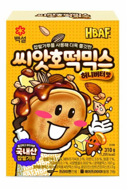 백설 HBAF 씨앗호떡믹스 허니버터맛, 2개, 310g