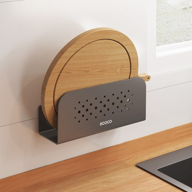 ECOCO 不鏽鋼雙面菜板 壁掛砧板架, 1個, E24053壁掛砧板架-槍灰色