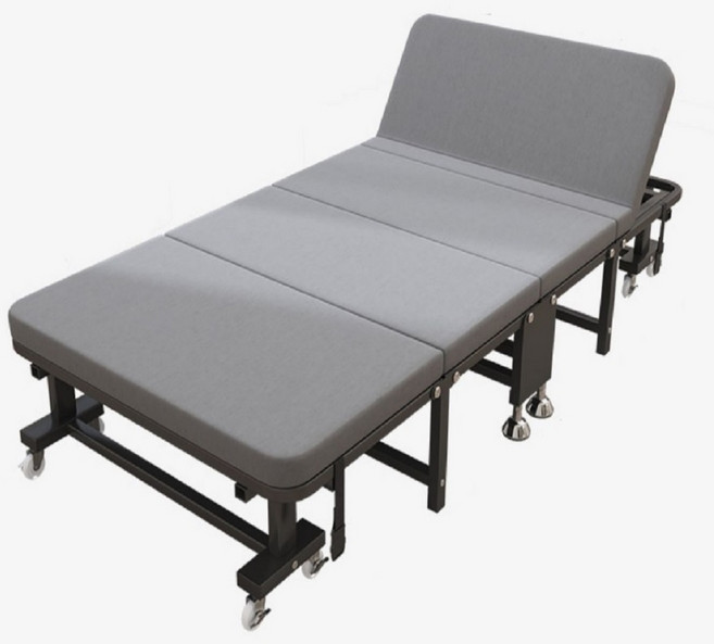 彬彬小舖 豪華款多功能折疊床，四折收納附萬向輪，頭部六檔調節，加厚海綿床墊，單人午休床 190x70x30cm, (進階版-可抬頭) 190*70*30, 黑架