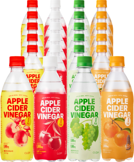 클룹 애사비소다 4종 24개 세트(사과+체리+샤인머스캣+감귤), 500ml