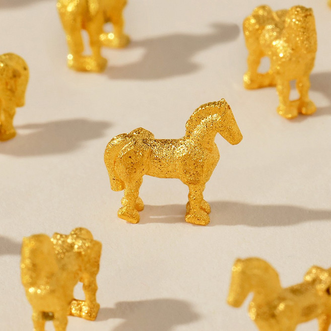 [골드팡] 24k 황금트로이목마 오브제 1g 무광+미니 유리병 증정 (오늘출발) 병오년 기념주화 말띠 선물포장 저중량금테크 미니콩알 금덩어리 소원행운 황금쌀 개업 기념일 기념주화