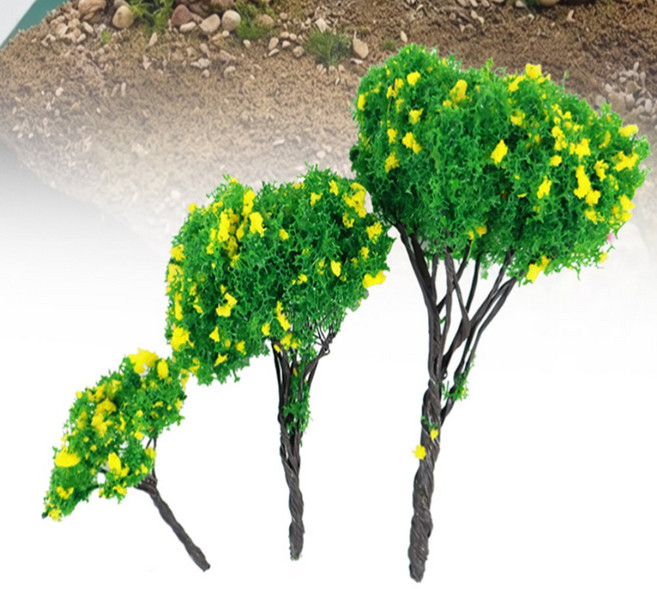 모구모구 미니어처 꽃나무 활엽수 노랑꽃 디오라마 조경 모형 정원 꾸미기 재료 소품, H=90mm