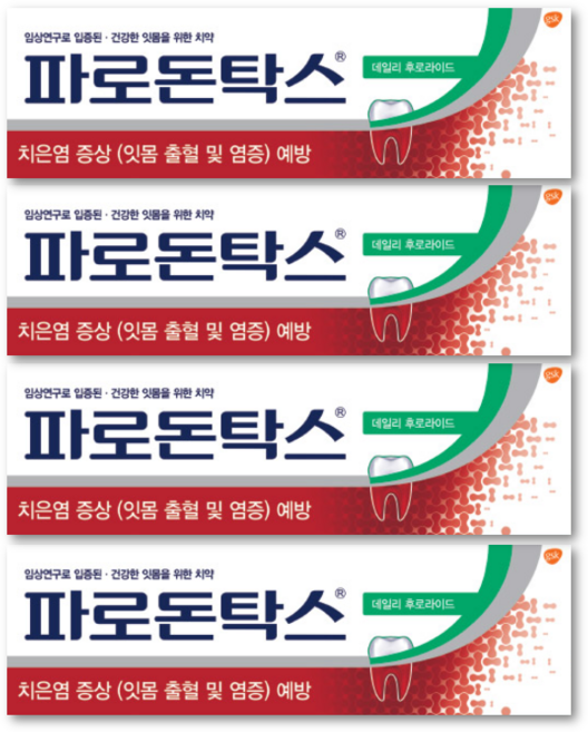 파로돈탁스 데일리 후로라이드 치약, 150g, 4개입, 4개