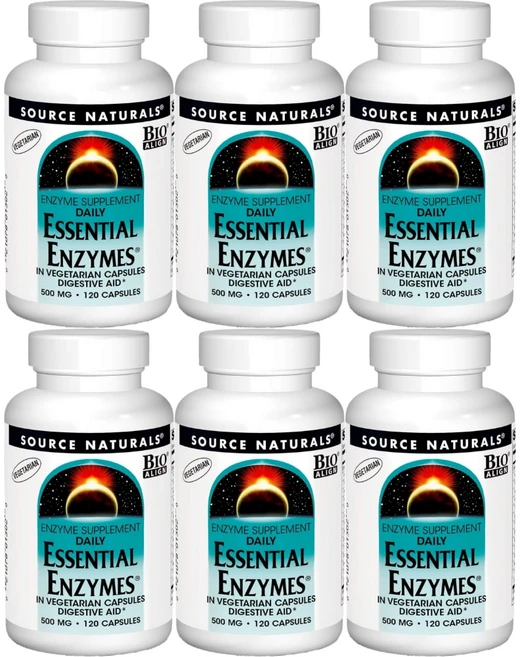 Source Naturals 소스내추럴스 데일리 에센셜 엔자임 500mg 베지캡슐, 120정, 6개 - 쿠팡