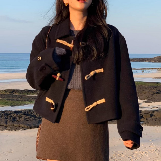 여성 떡볶이코트 숏 자켓 데일리 심플코트