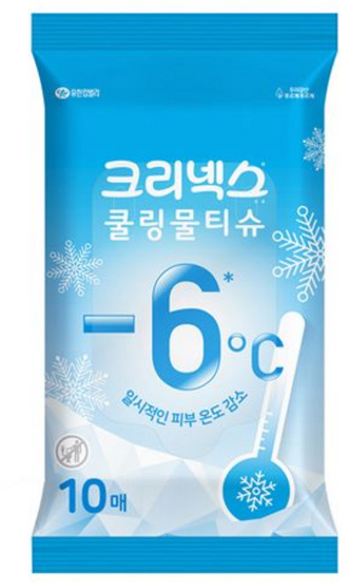(수담스토어) 닦으면시원한 쿨링물티슈 크리넥스 휴대용물티슈 10매, 45g