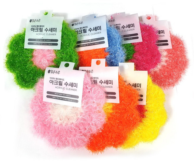 맑은하루 아크릴 수세미 원형 1p 컬러랜덤 꽃모양 주방수세미, 1개, 1개