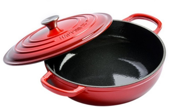 에나멜 무쇠 곰솥 더치오븐 주철 냄비, 레드, 30cm, 1개