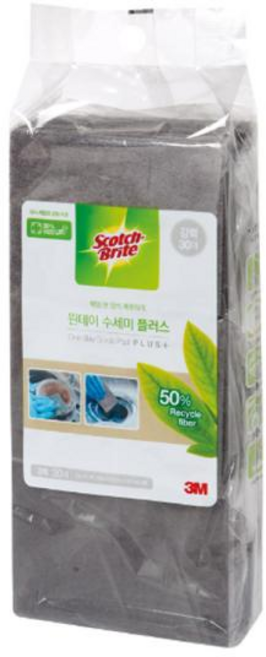 3M 부드러운 소프트 수세미 플러스 리필 30매 원데이 1회용 일회용 수세미, 1개