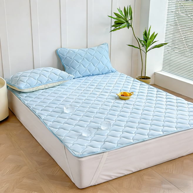 소네몽 여름 냉감 침대패드 고정밴드형, 블루