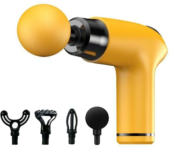 핸디 전신 안마기 무선 진동 4개 교체 안마기, 노랑색