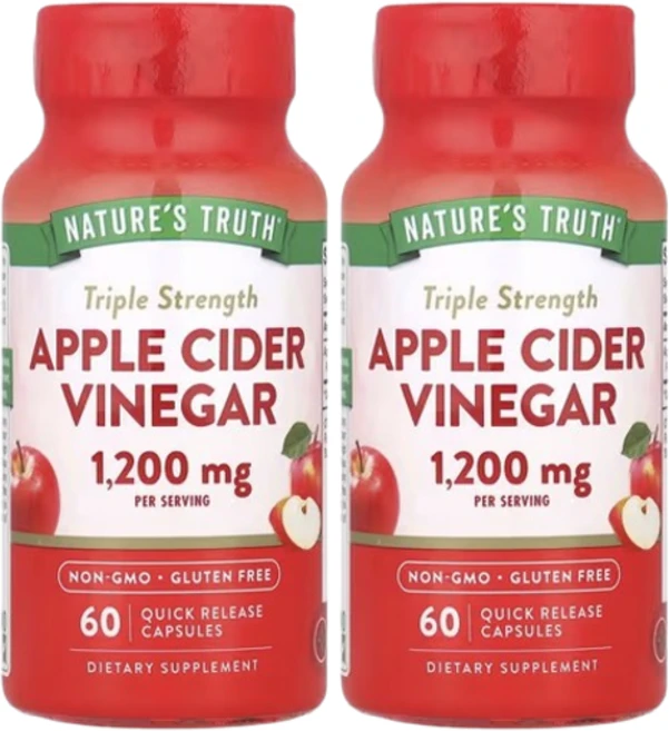 네이쳐스트루쓰 네이처스트루 애플 사이다 비니거 캡슐 1200mg 180정 [Nature's Truth Apple Cider Vinegar 1200mg], 60정, 2개 - 쿠팡