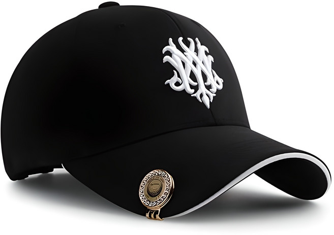 MQUM 남녀공용 스판샌드 골프모자 볼마커세트 케이스포장 GOLF, 블랙, 1개