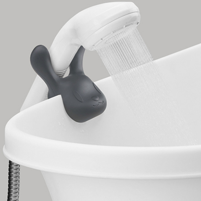 [아기목욕/손빨래] 버니 샤워기 집게 비조립식 샤워기 홀더 헤드 고정 거치대, 진회색, 1개