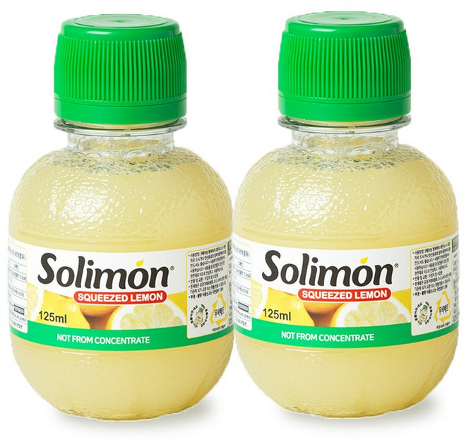 솔리몬 레몬즙 레몬수 원액 125ml X 2병 비농축 NFC, 2개