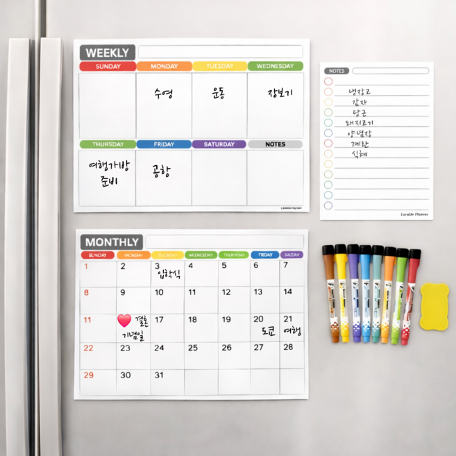 라라블 플래너 계속 쓰는 메모보드 냉장고 자석 스케줄러 세트
