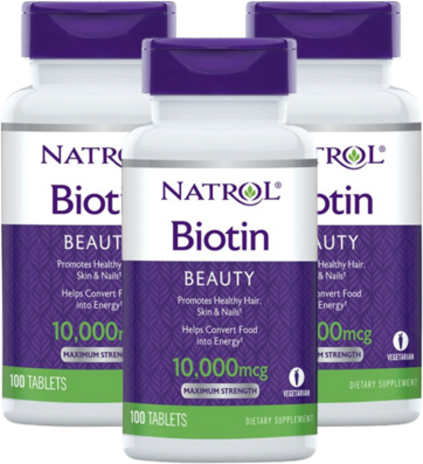 2+1 Natrol Biotin Beauty 나트롤 비오틴 뷰티 10000mcg 300 타블렛, 60정, 2개