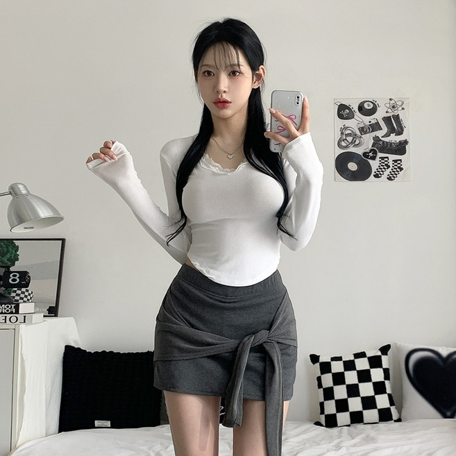 [들뜸x/2col] 비타민 밴딩 꼬임 스트랩 미니 스커트 치마 바지