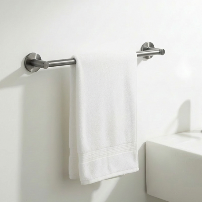 한평한뼘 무타공 욕실 수건걸이 튼튼한 화장실 수건거치대, 그레이, 1개