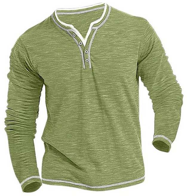 ORZQU 봄 남성 슬림핏 캐주얼 긴팔 스트라이프 브이넥 남성 티셔츠