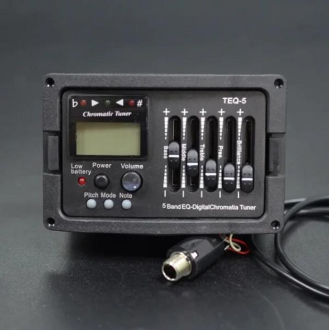 기타 5 밴드 어쿠스틱 프리 앰프 EQ 이퀄라이저 클래식 디지털 크로마시아 블렌드 튜너 피에조 픽업 부품, 01 without endpin cover, 1개