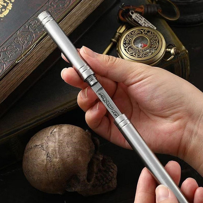 다기능 스텐 장도 K605 풀메탈 스틱 나이프 캠핑 낚시 요리 칼, 1개