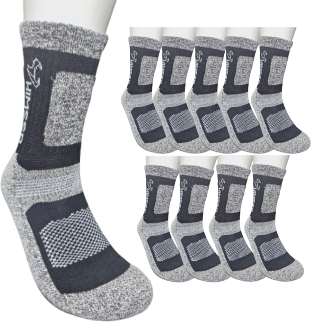 힘쏘 공장직영 등산양말 작업 두꺼운 이중바닥 양말, 네이비+그레이, 10개