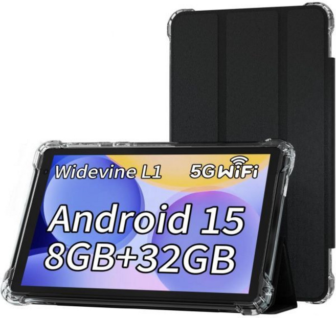 BYANDBY 태블릿 7인치 안드로이드 15.0 8GB 32GB ROM （ 1TB 확장 ） 쿼드코어 WiFi GMS 듀얼 카메라 교육용 게임용 블랙, Black