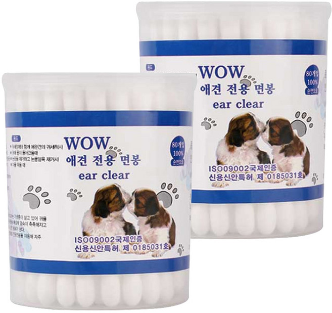용마산업 와우 귀세척 면봉, 80개입, 2개