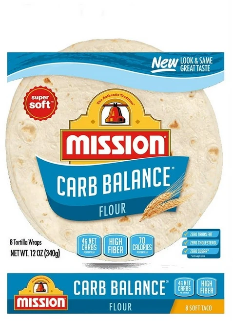 Mission Carb Balance Soft Taco Flour Tortillas 8 Count Low Carb Keto High Fiber No Sugar null, 1, 340g - 쿠팡