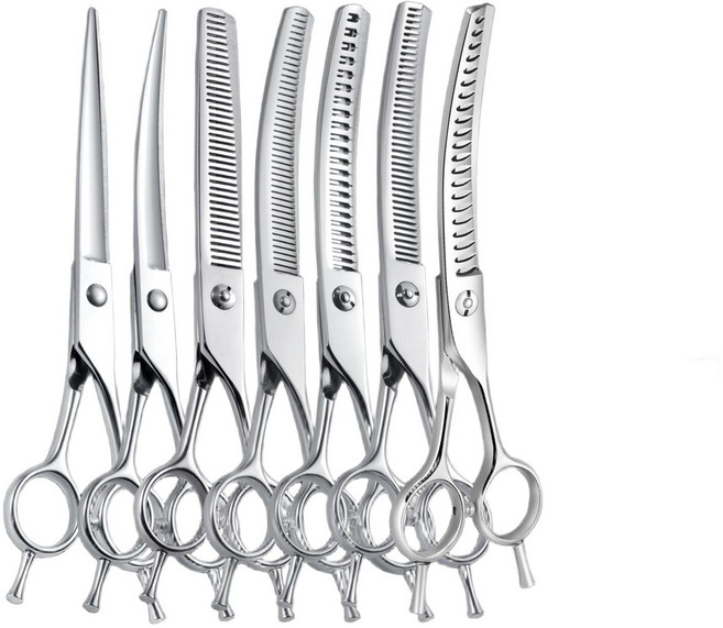 애견 미용가위 전문가용 셀프 흑조 손질 숱가위 곡선 커브숱 숱 직선형, 곡선형퍼프, 1