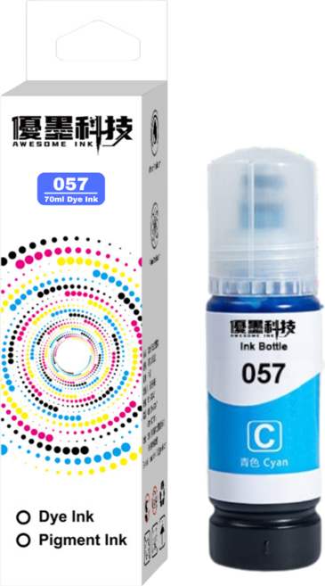 優墨科技 057 染料墨水瓶 相容EPSON L8050 L18050 青色 70ml ISO認證品質穩定, 青 T09D200（打統編請備註）, 1個