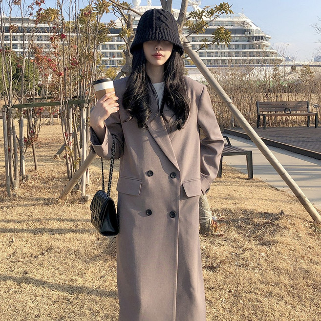 (국내 자체 제작) 로에즈 더블 투버튼 롱코트 자켓