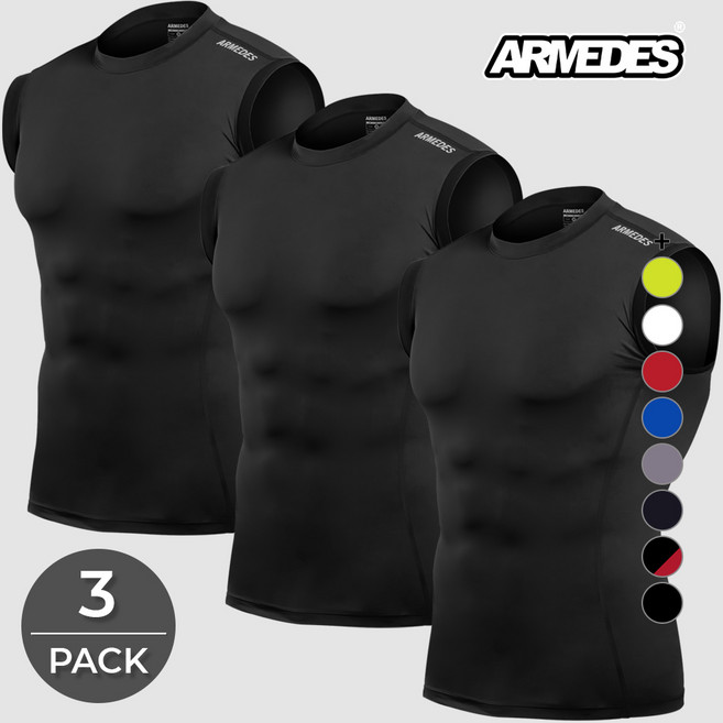 아르메데스 남성용 기능성 냉감 통기성 언더레이어 민소매나시 3P AR-121