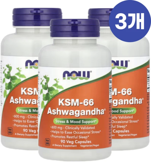 나우푸드 KSM-66 아슈와간다 600mg 90캡슐 3개 고약사 아슈아간다, 90정 - 쿠팡