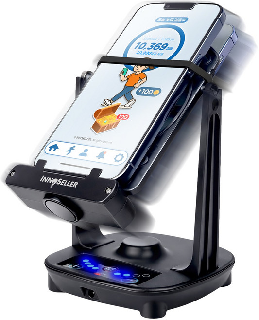 이노셀러 듀얼 타이머 만보기 기계 오토워킹 네오 자동걷기 핸드폰 흔들기, 블랙, 1개