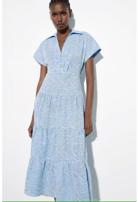 ZARA 자라 펀칭자수 셔츠형 원피스 7946528