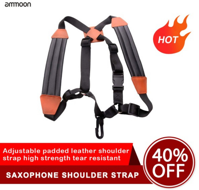 소프라노 알토 바리톤 색소폰 스트랩 어깨 조절 가능한 패딩 가죽, 01 L, 1개