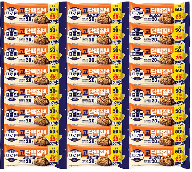 롯데 이지 프로틴 고단백질바 크리스피, 50g, 24개