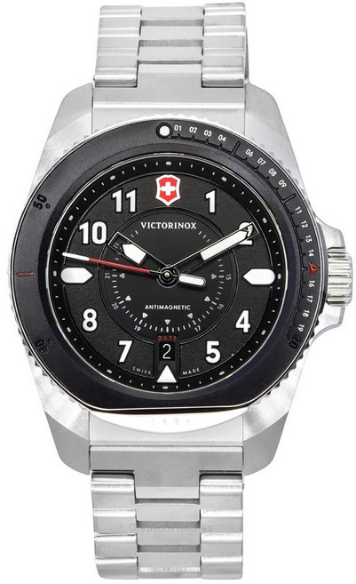 빅토리녹스 스위스 아미 저니 1884 무자성 블랙 다이얼 쿼츠 다이버 242009 200M 남성용 시계