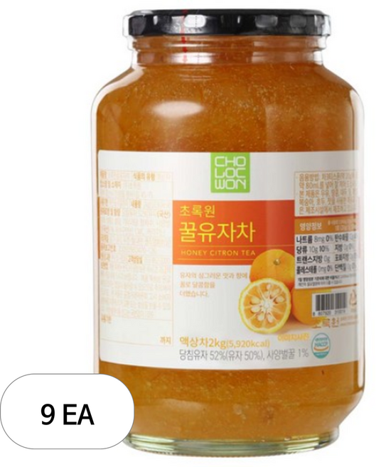 초록원_참꿀유자차, 9개, 2kg, 1개입