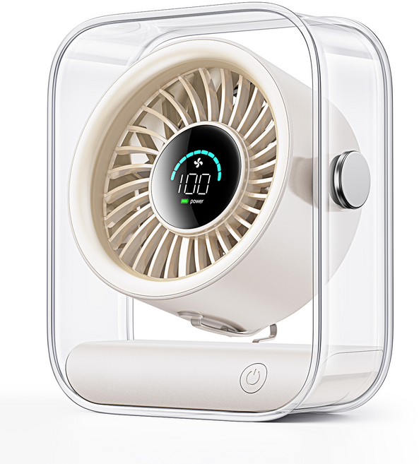 쿠멍 미니 탁상용 선풍기 100단 풍속 조절 LED표시 휴대용 무선, 화이트, ZH28