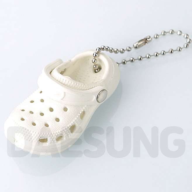 듀오라이프 미니 신발 키링 샌들 백참 열쇠고리 핸드폰 가방 자동차 열쇠 키체인, 1개, 화이트