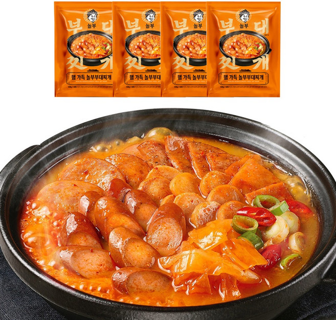 36년 전통 놀부 부대찌개 600gx4+볶음밥+라면사리증정, 36년 전통 놀부 부대찌개 600g*4팩, 600g, 4개