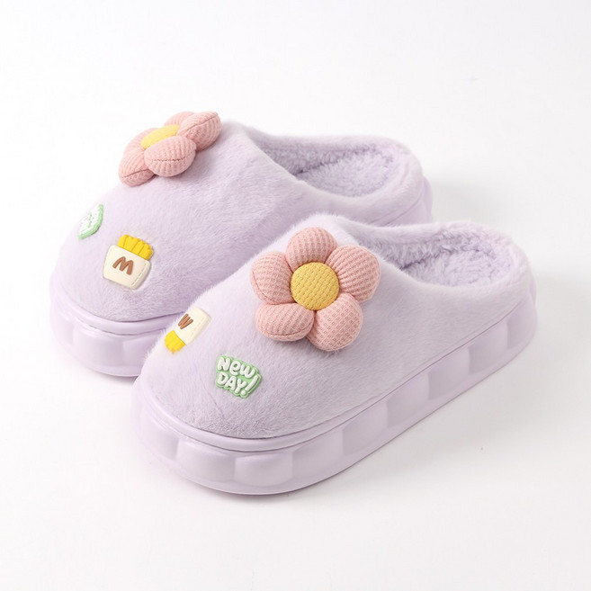 딜릭스 플라워 뽀송 겨울 털슬리퍼 230-235mm 사무실슬리퍼