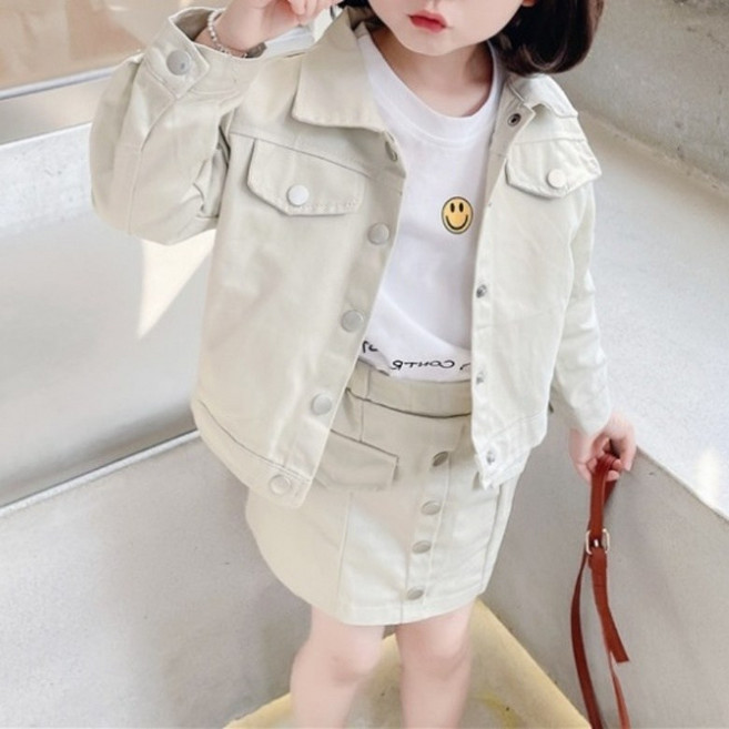 구빠방 아동 캐주얼 미니 스커트 포켓 긴팔 자켓 투피스 세트