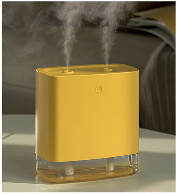 셀리브 LED 듀얼 USB 미니 가습기 1.2L 책상용 탁상용 무드등 필터4개포함, 버터옐로우
